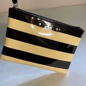 Kate Spade Lolly Penn Valley Patent Striped Leather Wallet Wristlet Pouch Clutch